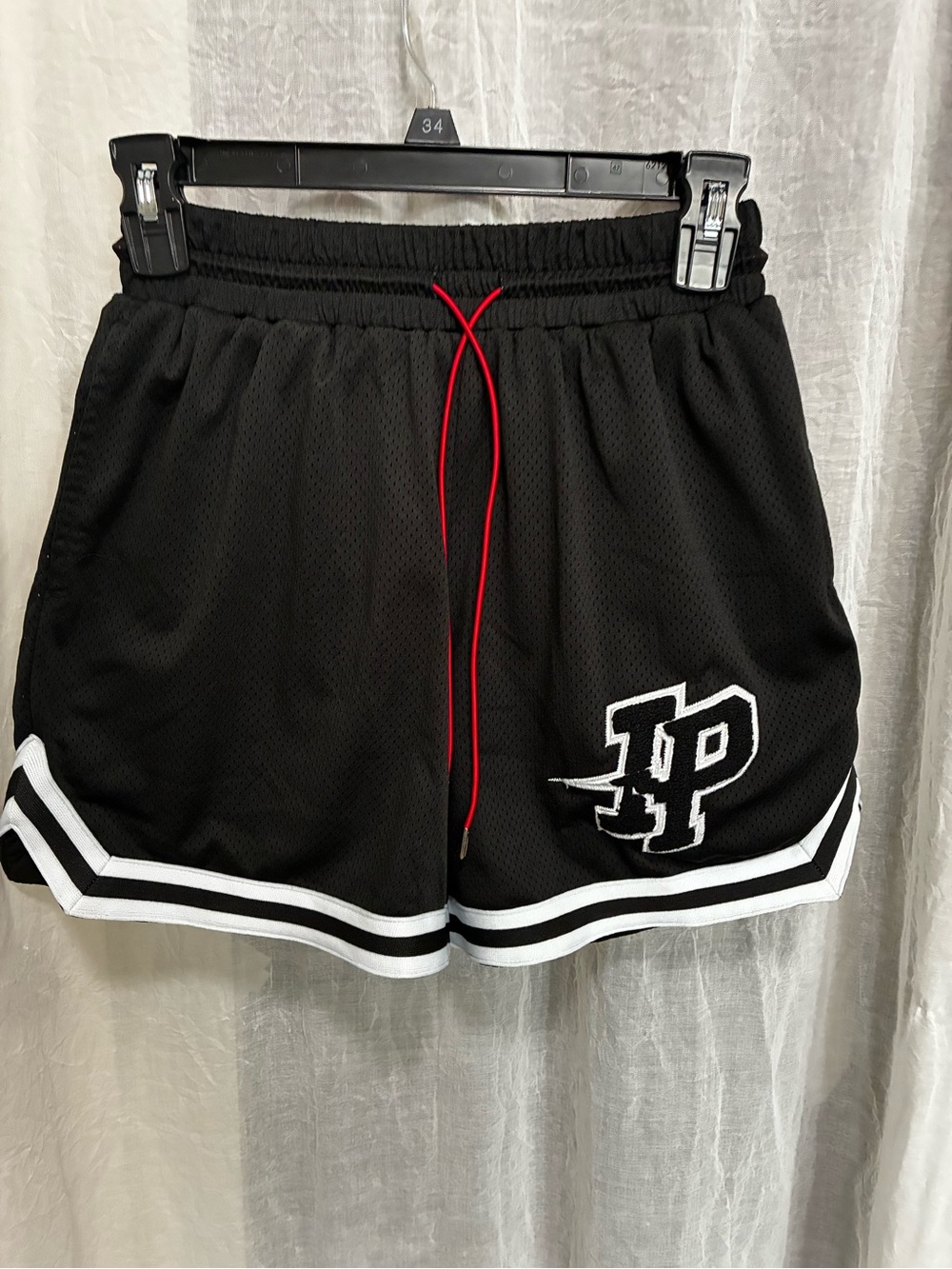 Inaka Power Black Mesh Athletic Shorts with Red Drawstring